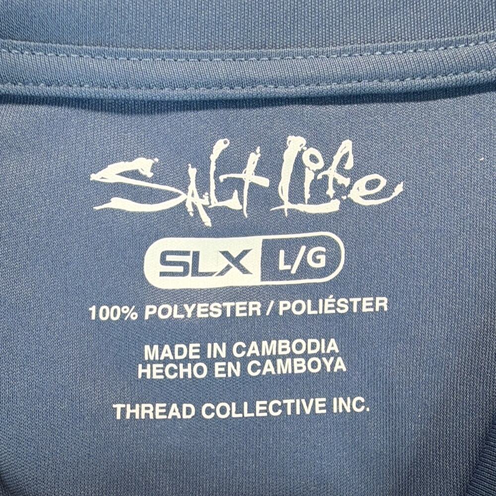 Salt Life SLX Mens L/G Blue Long Sleeve Graphic Fishing Tee 100% Polyester - Picture 3 of 6